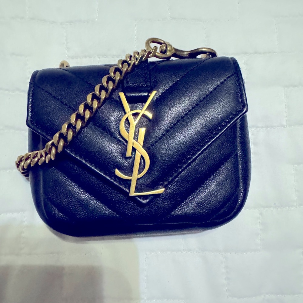 SAINT LAURENT MINI COLLEGE Matelasse Navy with gold hardware bag